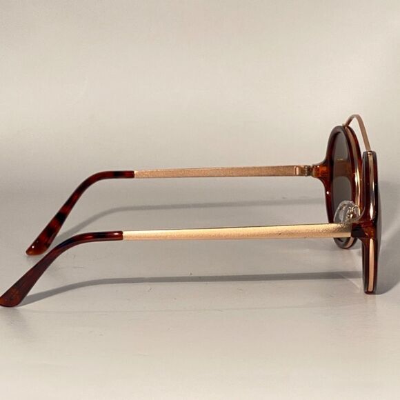 1356 Round Sunglasses Tortoise and Silver Frames Blue Mirror Lens NWT - Picture 6 of 9